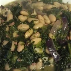Navy Beans and Greens with Bacon and Garlic