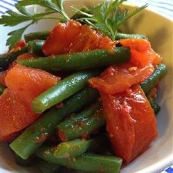 Steamed Green Beans with Roasted Tomatoes