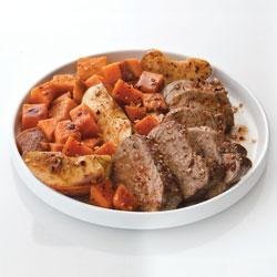 Bourbon Spiced Pork with Sweet Potatoes and Apples
