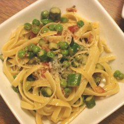 Fettuccine With Peas, Asparagus and Pancetta