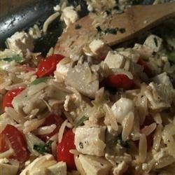 Orzo with Tomato and Fried Tofu