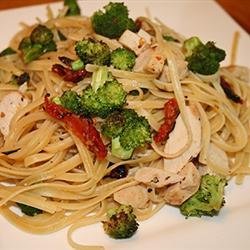 Linguine with Chicken and Vegetables in a Cream Sauce