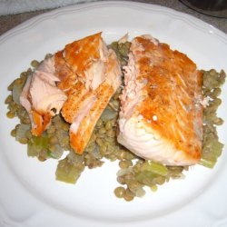 Roasted Salmon With Lentils