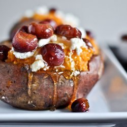 Stuffed Sweet Potatoes With Roasted Grapes, Cheese, and Honey