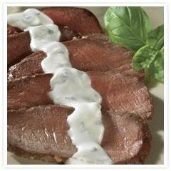 Grilled Steak With Creamy Herbed Goat Cheese Sauce