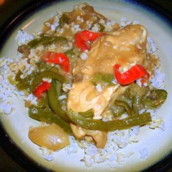 Crock Pot Chicken and Peppers With Gravy over Rice