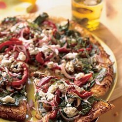 Bell Pepper, Red Onion, and Goat Cheese Pizza