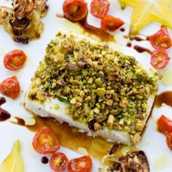 Halibut With Nut Crust and Apple Vinaigrette