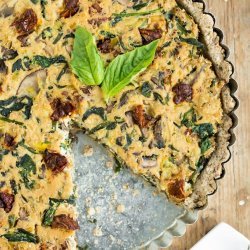 Quiche with Mushrooms, Spinach and Tomatoes