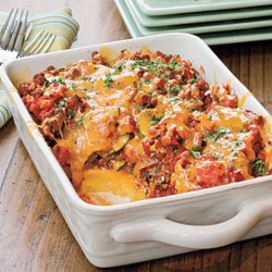 Tomato and Beef Casserole With Polenta Crust