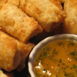 Crispy Bacon Basil Puffs With Lucky Peach Dipping Sauce
