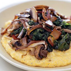 Kale and Mushrooms With Creamy Polenta