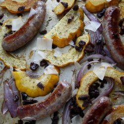 Roasted Sausages With Squash and Onions