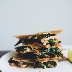 Cheese, Spinach and Mushroom Quesadilla