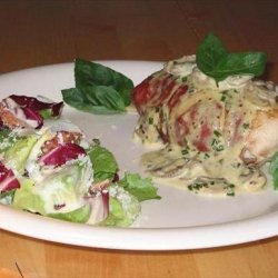 Goats Cheese Stuffed Chicken Breast With a Creamy Mushroom Sauce