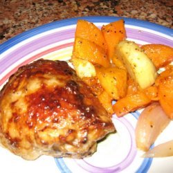 Chicken Thighs With Roasted Sweet Potatoes & Parsnips