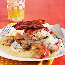 Chicken Thighs With Apples, Onions & White Cheddar Polenta