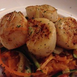 Pan-Roasted Scallops with Roasted Sweet Potatoes