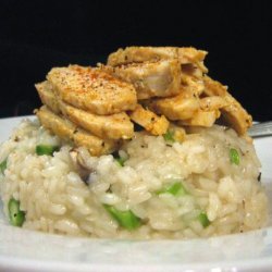 Mushroom Asparagus Risotto With Crisped Chicken