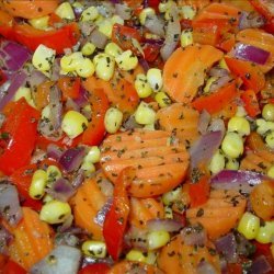 Sauteed Corn, Carrots, Onion, and Red Bell Pepper
