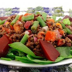 Lentils With Roasted Beets