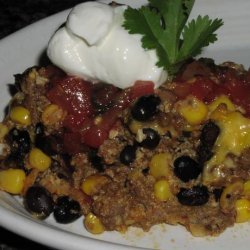 Nacho Pie With Spicy Taco Meat, Black Beans & Corn
