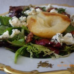Roasted Pear-Honey Salad With Baby Greens