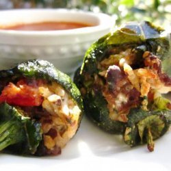 Stuffed Poblanos With Black Beans and Cheese