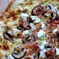 Thinnest Crust Pizza With Ricotta and Mushrooms