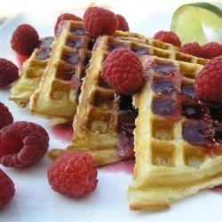 Eggnog-Raspberry Belgian Waffles