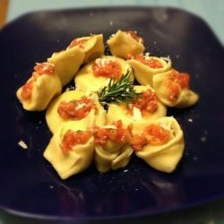 Herbed Cheese Tortellini Topped With Bruschetta