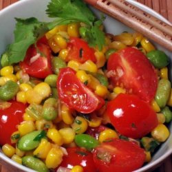 Corn With Tomatoes and Edamame Beans