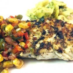 Halibut With Corn and Pepper Relish