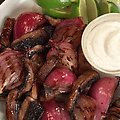 Grilled Onions and Mushrooms with Limed Sour Cream (Aida Mollenkamp)