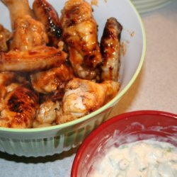 Chicken Wings With Red Hot Honey Glaze And Blue Ch...