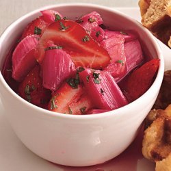 Rhubarb and Strawberry Compote with Fresh Mint