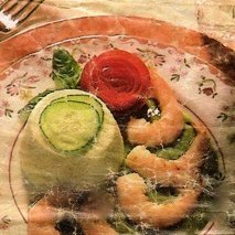 Shrimp With Cucumber Timbales With Basil Dressing