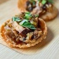 Wonton Rounds Topped With Mushrooms