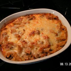 Three Cheese Baked Penne With Meat Sauce