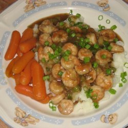 My Version Of Shrimp In Brown Gravy Over Mashed Po...