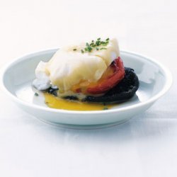 Poached Eggs with Roasted Tomatoes and Portabellas