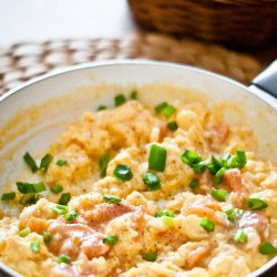 Scrambled Eggs with Onions and Smoked Salmon