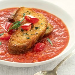 Chilled Tomato-Tarragon Soup with Croutons
