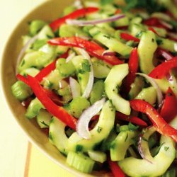 Crunchy Cucumber Celery And Red Bell Pepper Salad