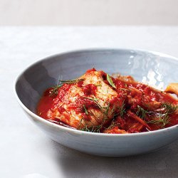 Flounder Poached in Fennel-Tomato Sauce