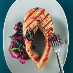 Grilled Salmon with Quick Blueberry Pan Sauce