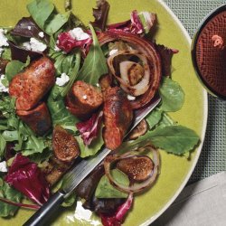 Grilled Sausages with Figs and Mixed Greens