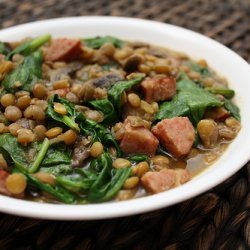 Sausage with Lentils and Spinach