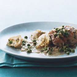 Braised Chicken with Artichokes and Peas