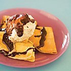 Crepes With Ice Cream And Chocolate Sauce